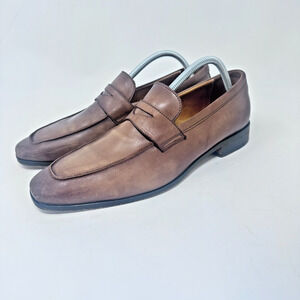 Mercanti Fiorentini Italian Leather Penny Loafers Dress Shoes Brown Men's Size 9